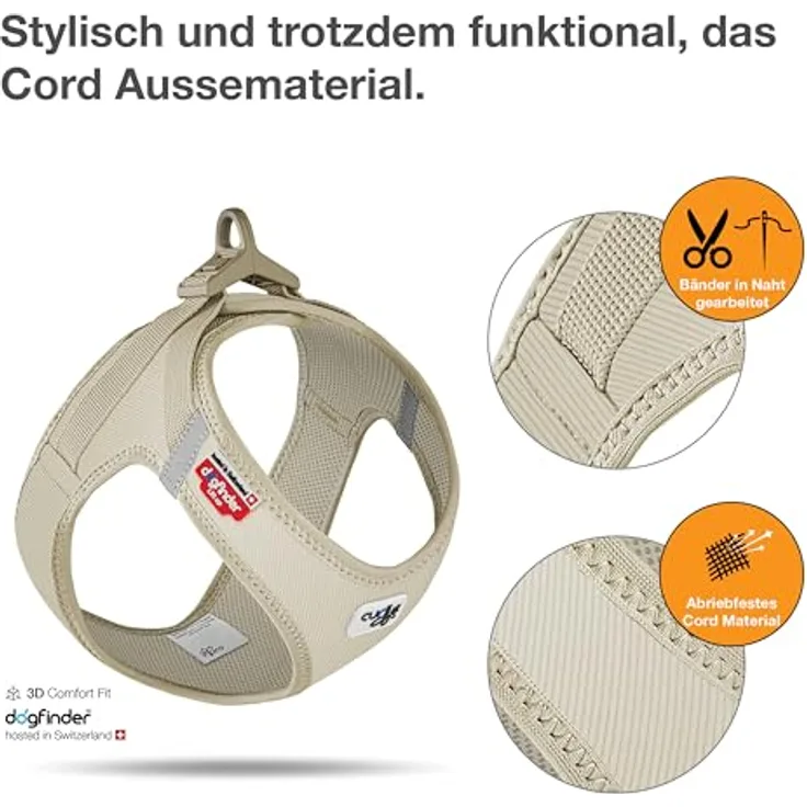 Curli Vest Harness Clasp Cord Tan XS, Hundegeschirr mit ergonomischer Passform und starker curli clasp-Schnalle