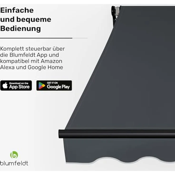 blumfeldt CloudShade Markise (Set), UV-Schutz Gelenkarmmarkise mit WLAN und Bluetooth Smart Remote, 250 x 200 cm für Balkon und Terrasse – Bild 2
