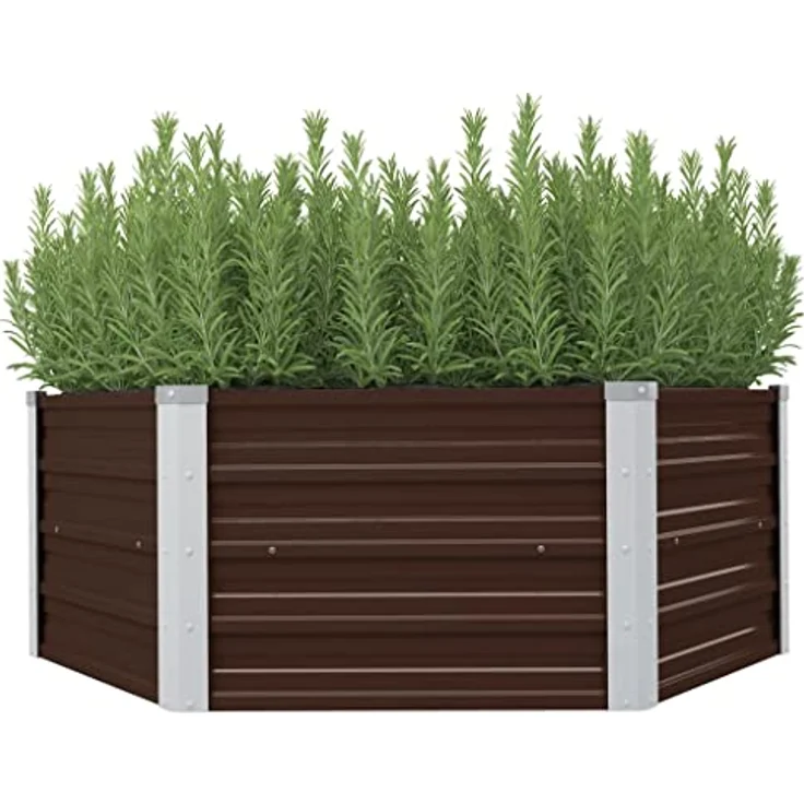 vidaXL Hochbeet Braun 129 x 129 x 46 cm Verzinkter Stahl – Bild 2