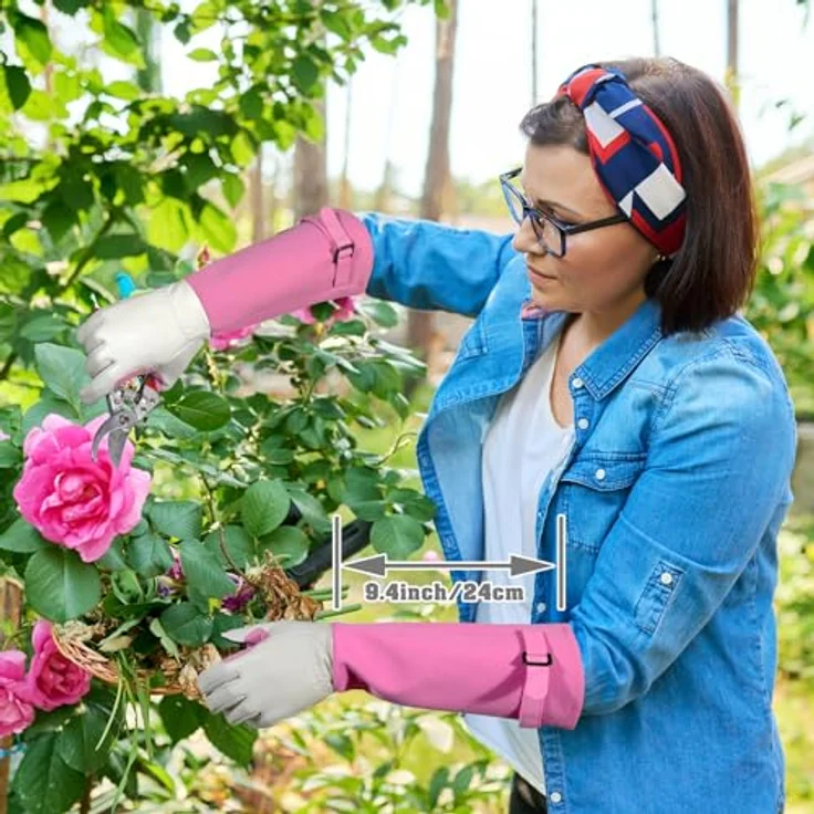 SLARMOR Gartenhandschuhe aus Leder, dornensicher mit Unterarmschutz, lange Arbeitshandschuhe für Damen und Herren, touchscreentauglich, ideal zum Beschneiden von Rosen – Bild 5
