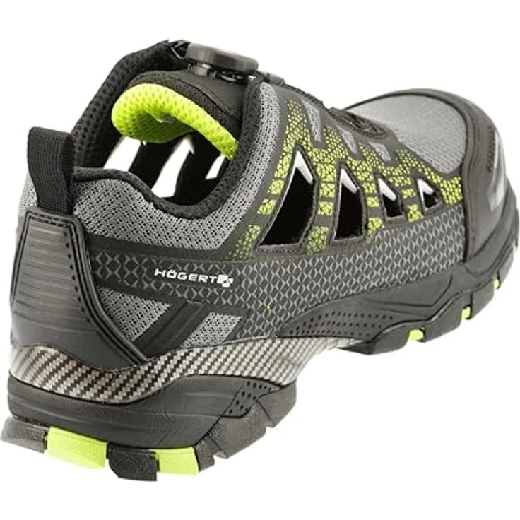 Högert Technik PAGLAU Schutzsandalen LACE System S1PS SR FO, Sicherheitsschuhe Herren, schwarz/grün, Größe 42, atmungsaktiv mit rutschhemmender Sohle – Bild 3