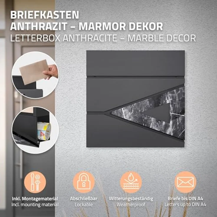 ML-DESIGN Standbriefkasten mit Zeitungsfach, Edelstahl Silber, inkl. Standfuß 120cm, wetterfest und rostfrei – Bild 2