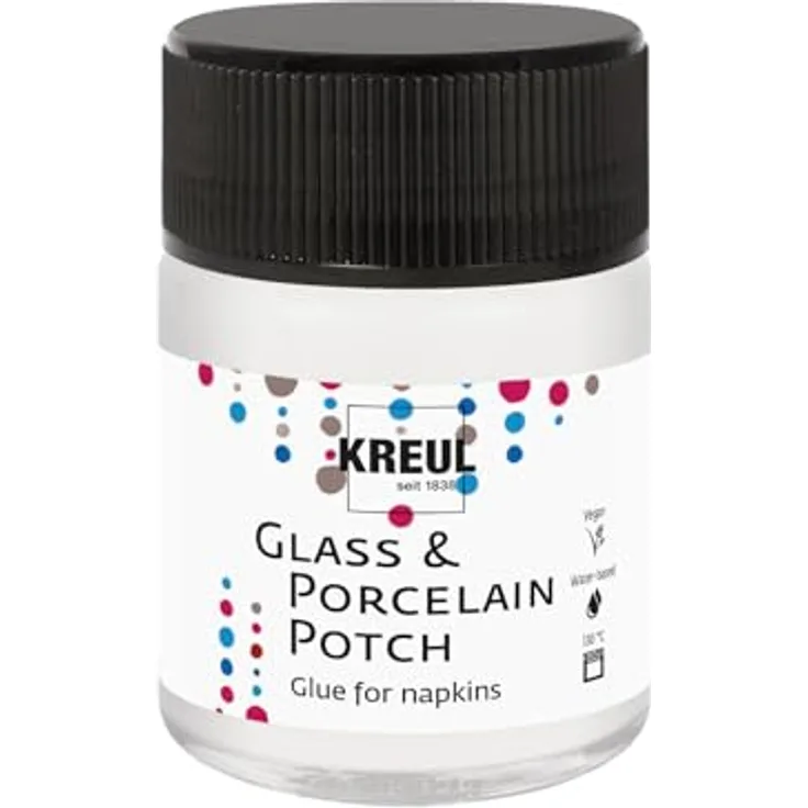 KREUL Porzellan POTCH Bastelkleber, 50,0 ml, transparente und wasserfeste Haftung für kreative Porzellankreationen