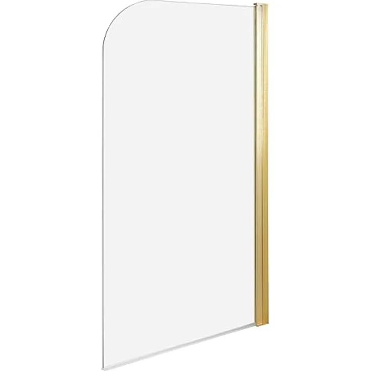 Beliani Badewannenaufsatz Gold, 1-Teilig, Schwenkbar, Sicherheitsglas und Aluminiumprofil, 140 cm hoch, 80 cm breit, Modern für Badezimmer