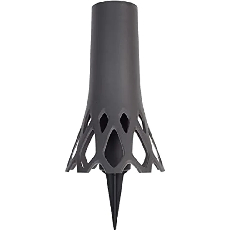 Plastia Grabvase mit Erdspieß Roseta Anthrazit 1 L - Friedhofsvase aus Kunststoff - Steckvase als Grabschmuck - UV-und witterungsbeständige Blumenvase