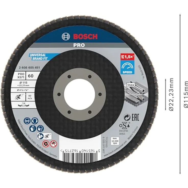 Bosch Professional Fächerschleifscheibe (für Winkelschleifer verschiedene Materialien, Ø 115 mm, Körnung 60) – Bild 4