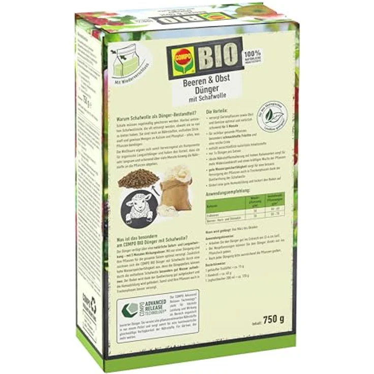 Compo BIO Beeren Langzeit-Dünger mit Schafwolle 750 g – Bild 9