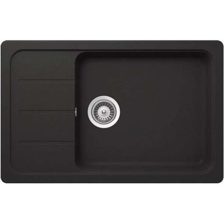 Schock Granitspüle Schock Cristalite Formhaus D-100 LS U Onyx GON Exzenterbedienung, 0/0 cm, Unterbauspüle in intensivem Onyx Design