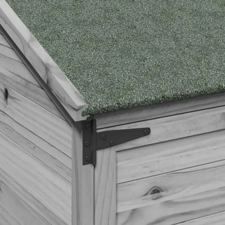 vidaXL Gartenschuppen Grau 106,5 x 56 x 176 cm, Massivholz aus Fichte mit wasserfestem Schindeldach und Lüftungsschlitzen – Bild 5