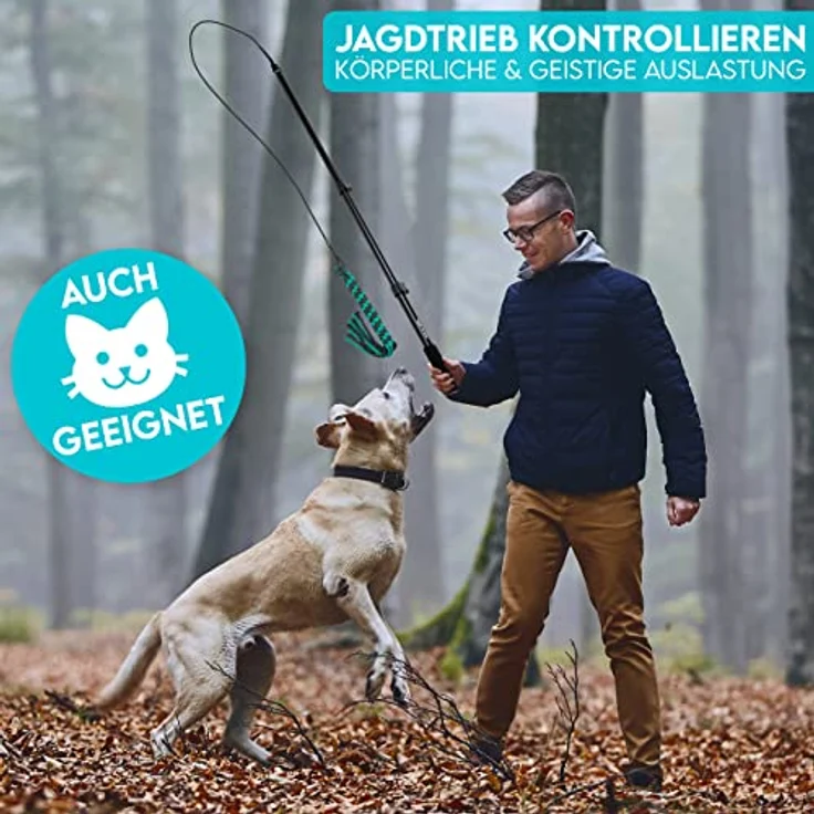 HUND IST KÖNIG® Reizangel Hunde - Profi Reizangel für Hunde für ultimativen Spielspaß & körperliche Auslastung - Hochwertige Reizangel Hund inkl. 2 Tauen + Ersatzseil + eBook - robust & leicht – Bild 5