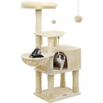 FEANDREA Kratzbaum, Katzenbaum, Kletterbaum, stabil, mit Höhle, 138 cm, Hellgrau/Rauchgrau/Beige - Preisvergleich