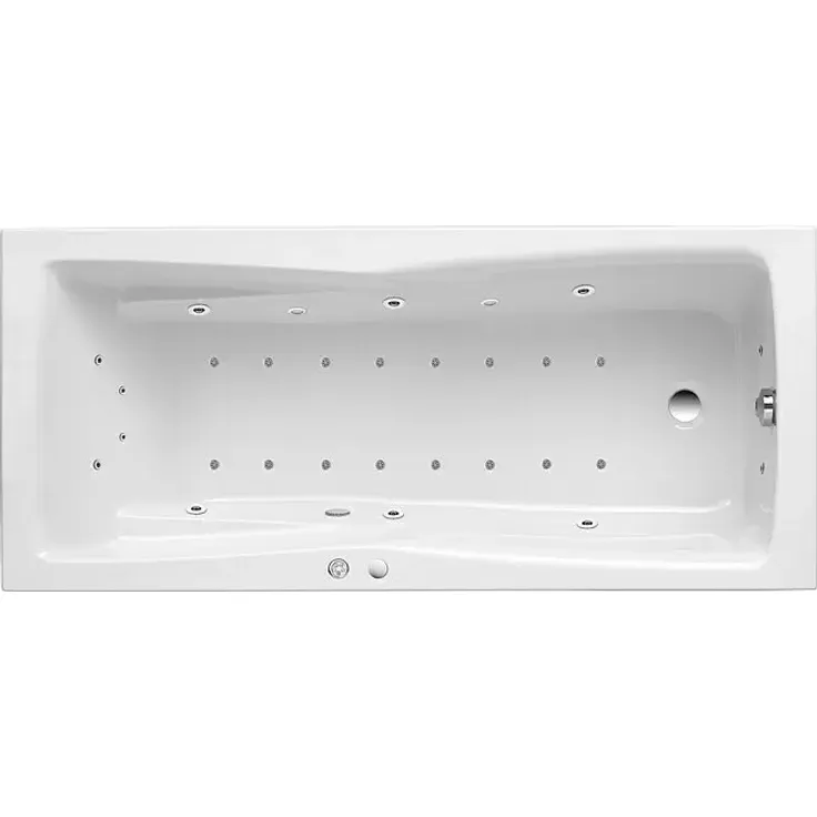 Ottofond Whirlpool Santos, 170 x 75 cm, Sanitäracryl, Weiß, Exklusiv mit Hydra-Jet-Massage, Soundsystem und LED-Farblichtscheinwerfer