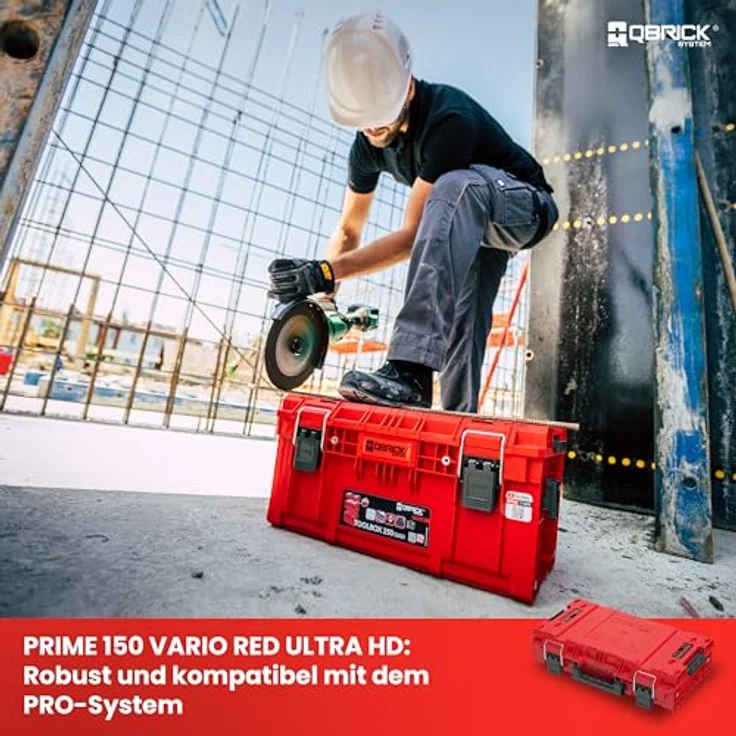 QBRICK System Werkzeugkoffer PRIME Toolbox 150 Vario RED Ultra HD Custom 535 x 327 x 140 mm 13,5 l - Werkzeugkoffer mit individueller Aufteilung und hoher Kapazität in Rot – Bild 3