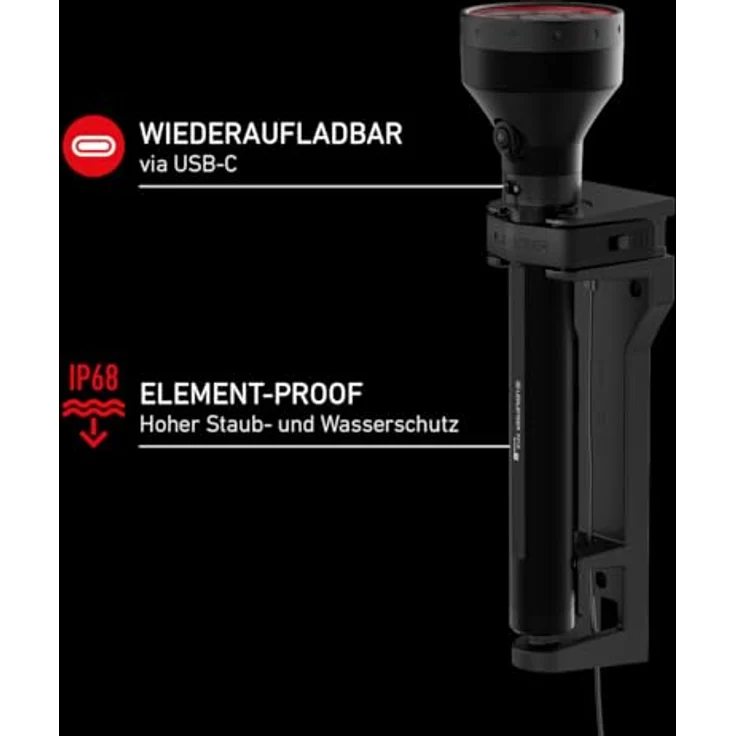 Ledlenser P21R, Hochleistungs-Taschenlampe mit 12000 lumen, 37.80 cm, schwarz, IP68, inkl. LiFePO4 Akku und Ladestation – Bild 6