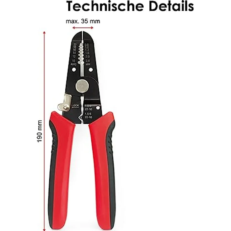 Sintron Kombi-Abisolierzange CWS1, 3in1 Zange zum Schneiden, Abisolieren und Crimpen, ergonomischer gummierter Griff, SK5 Carbonstahl – Bild 5