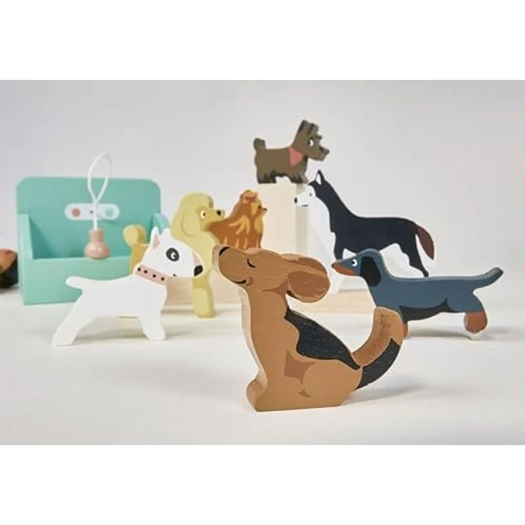 Tender Leaf Toys Waggy Tails Hundesalon, Interaktives Holzpflege-Set für Kinder – inkl. 7 Hunderassen, umweltfreundlich und sicher, 40 x 30 x 16 cm – Bild 5