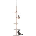 autolock Kratzbaum Deckenhoch, höhenverstellbar 230-260 cm, stabiler Katzenbaum mit Sisalsäulen, beige