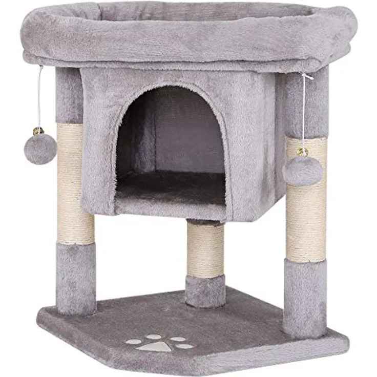 lionto Kratzbaum Kletterbaum Katzenkratzbaum Katzenbaum Höhe 60 cm, hellgrau