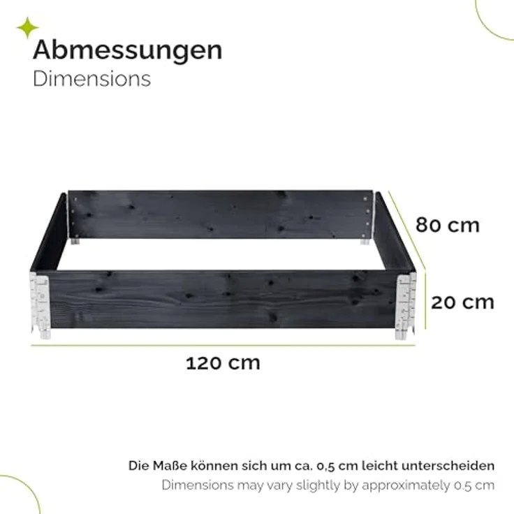 Garronda Hochbeete für Garten Palettenrahmen 120x80x20 cm Holz 3er Set faltbar Anthrazit GD-0075 – Bild 2
