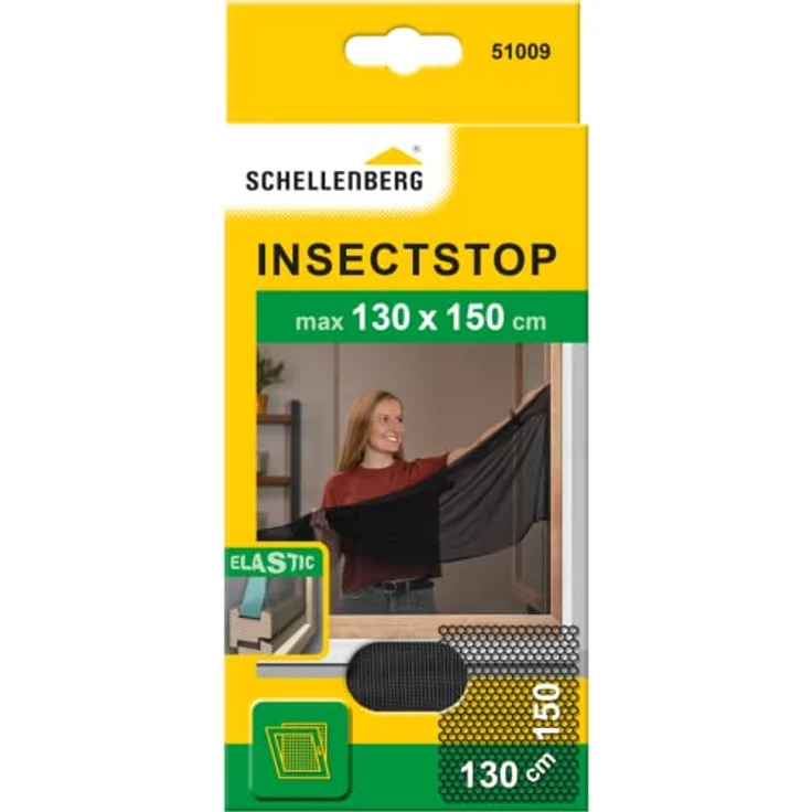 Schellenberg 51009 Fliegengitter für Fenster, ELASTIC für Fenster mit hervorstehenden Elementen am Fensterflügel, Montage ohne Bohren, inkl. Befestigungsband – Bild 2