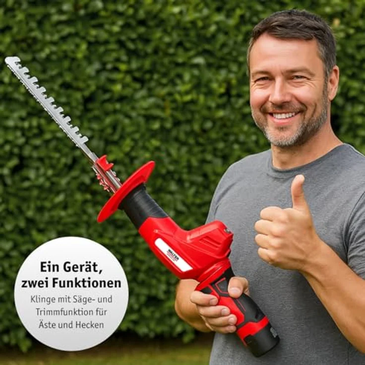 WALTER 2-in-1 Heckenschneider & Astsäge, kabellos, 12V, 2 Akkus, ergonomischer Griff, werkzeugloser Klingenwechsel, leicht & kompakt – Bild 2