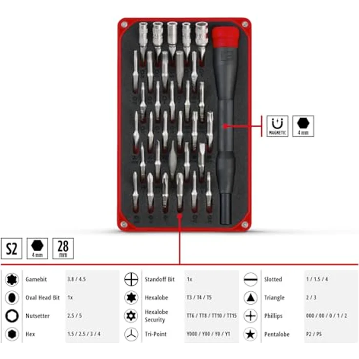 Einhell 33-tlg. Präzisions- und Elektronik-Reparatur-Set mit Präzisionsbits, Stecknüssen und magnetischer Aufbewahrungsbox – Bild 2