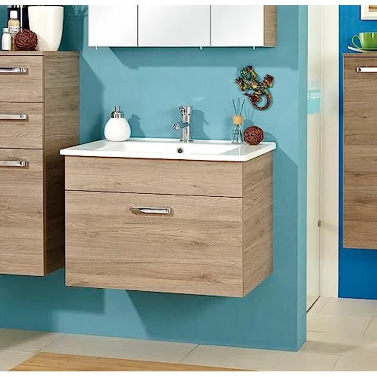 Pelipal Waschtischunterschrank Quickset 313 mit Waschbecken in San Remo eiche terra Quer Nachbildung, 75 cm breit | Waschplatz mit 1 Auszug