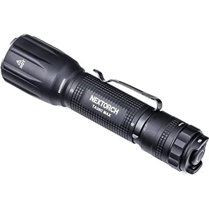 Nextorch TA30C MAX, taktische Taschenlampe mit 3000 ANSI Lumen, USB-C Akku 5000mAh, wasserdicht IPX8, stroboskopfähig, schwarz