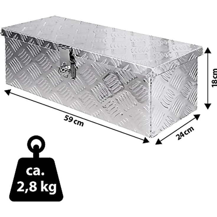 Trucky Truckbox D025, Deichselbox aus Aluminium, Werkzeugkiste mit Schloss, wasserdicht, 59 x 24 x 18 cm – Bild 3