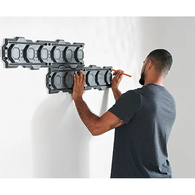 RYOBI LINK Aufbewahrungssystem RSL2WR-2, Modularer Wandträger 2er-Set, 84 cm, bis zu 34 kg pro 30 cm, kompatibel mit Aufbewahrungsboxen – Bild 2