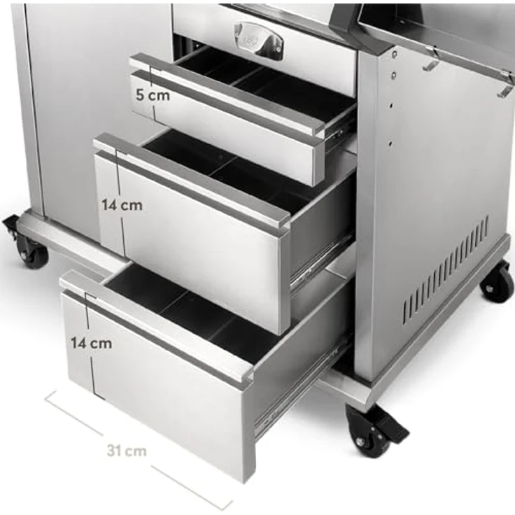 BURNHARD Big EARL 4-Brenner Gasgrill Edelstahl inkl. Heckbrenner, mit Gusseisen Grillrost & stabiler Abdeckhaube, Seitenkochfeld mit Infrarot Keramikbrenner, Silber – Bild 4