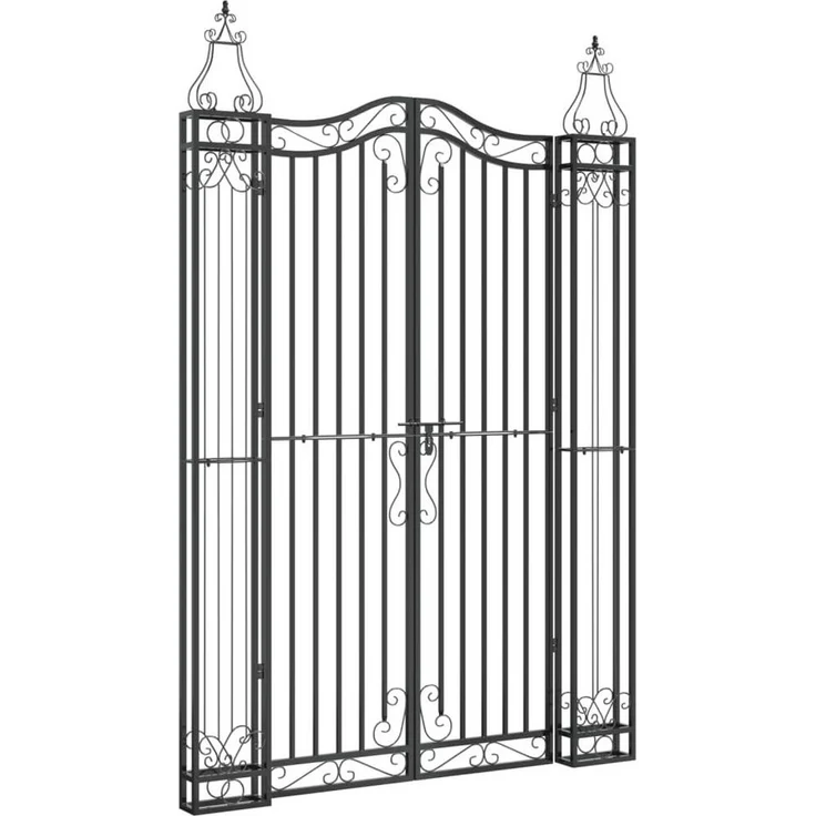 vidaXL Gartentor Schwarz 121x8x180 cm Schmiedeeisen mit Bolzenverriegelung – Bild 1