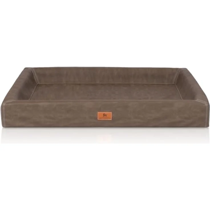 Knuffelwuff Hundebett Austin, Orthopädisches Tierbett, Kunstleder, schwarz – Bild 3