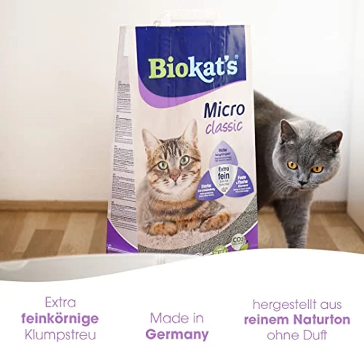 Biokat's Micro classic Katzenstreu ohne Duft - Klumpstreu aus Bentonit mit extra feiner Körnung für hohe Ergiebigkeit - 1 Sack (1 x 14 L) – Bild 2