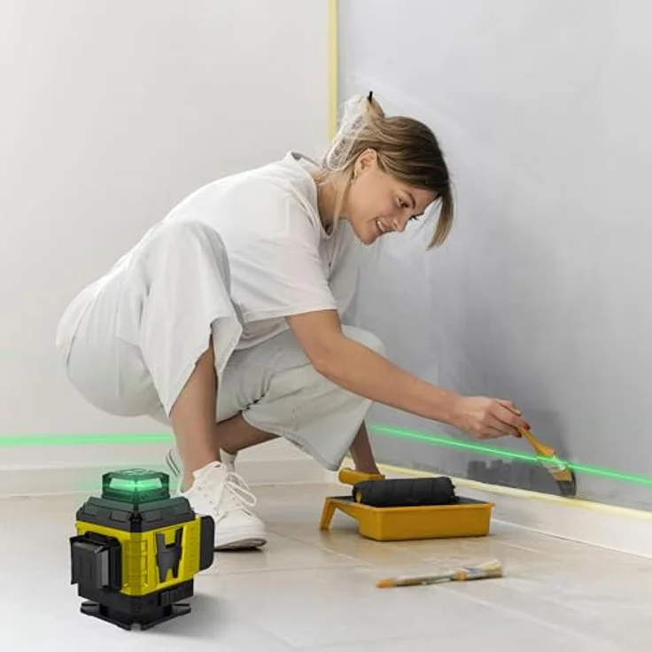 Retoo Linienlaser Kreuzlinienlaser Stativ Selbstnivellierend Baulaser Kreuzlaser IP54, Baustellen Inneneinrichtung LCD Wasserschutz Leitungsflimmeralarm, grün - Preisvergleich – Bild 4