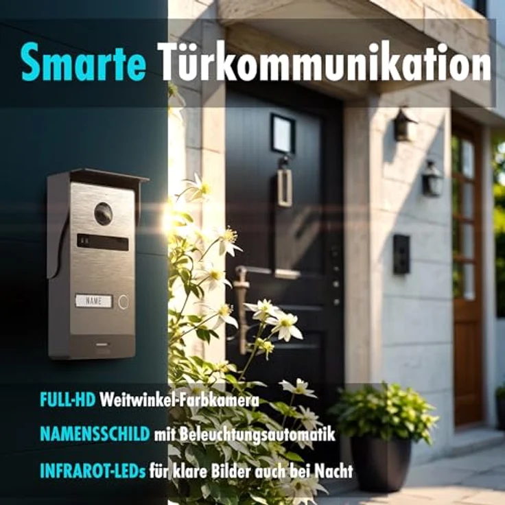 m-e modern-electronics ALL-V10S-M7W Video-Türsprechanlage, 2-Draht BUS System, Silber/Edelstahl, erweiterbar auf bis zu 8 Außenstationen und 10 Innenstationen – Bild 3