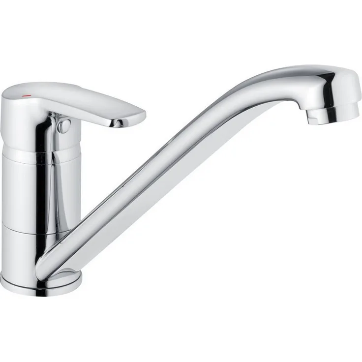 heinrichschulte Küchenarmatur Spültischarmatur alpha_100, schwenkbar, messing hochglanzverchromt, mit keramischer Kartusche und Heißwasserbegrenzer