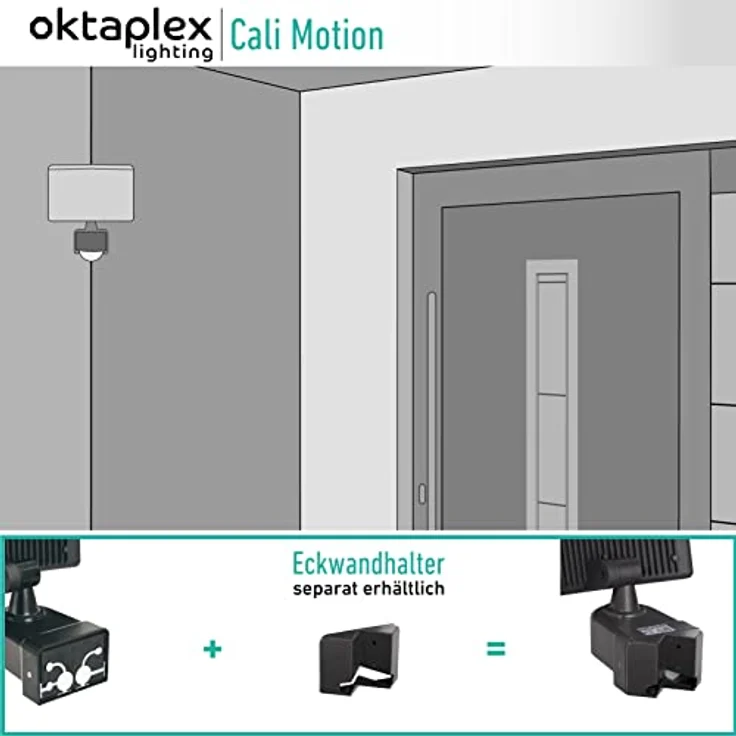 Oktaplex lighting Eckwandhalter anthrazit | geeignet für Außenecke Cali/Cali Motion und Cali Dos/Cali Dos Motion Eckmontage – Bild 3