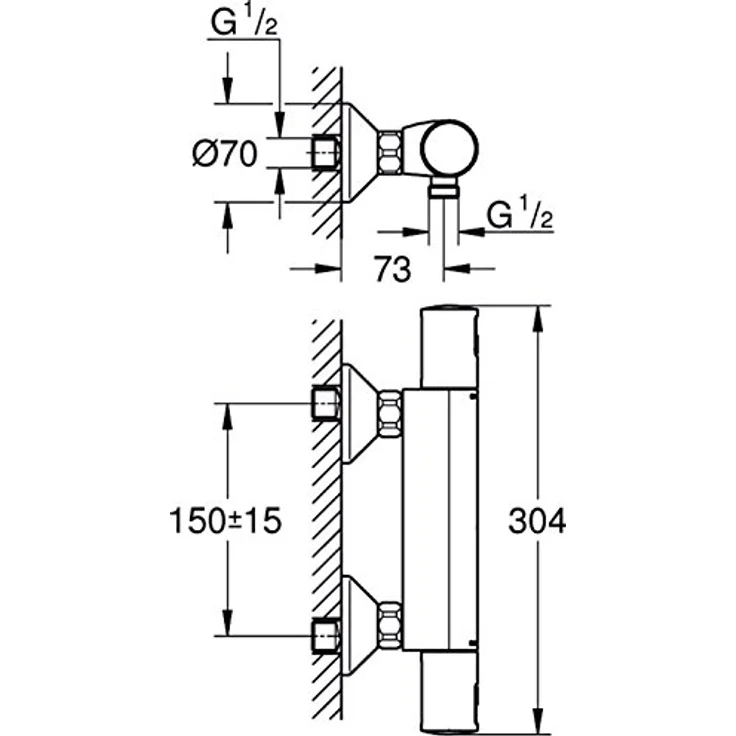 GROHE Precision Start Thermostat-Brausebatterie (DN 15, Wandmontage) chrom, 34594000 – Bild 3