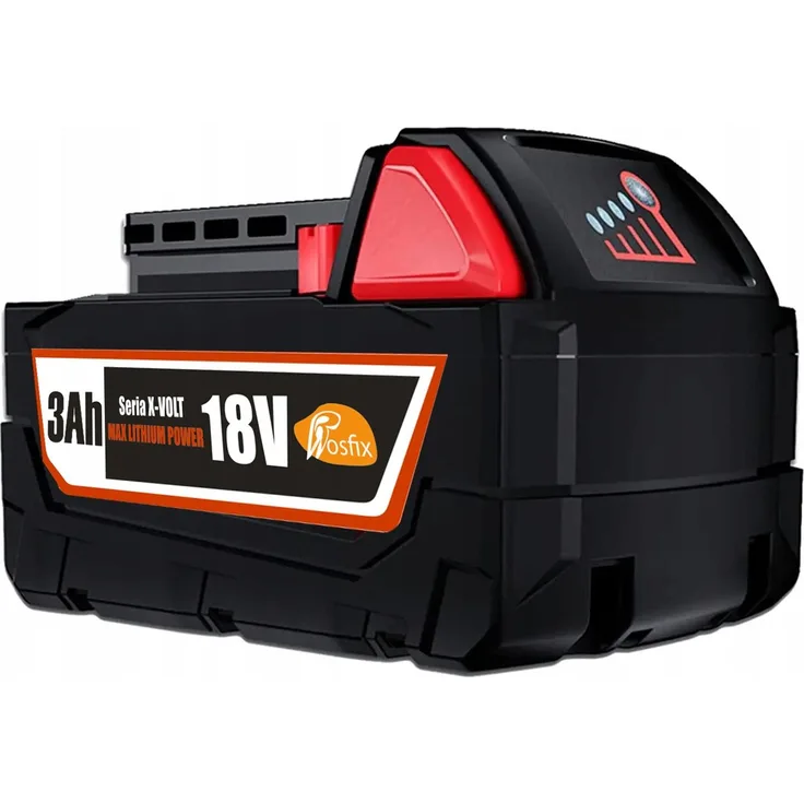 ROSFIX Max Lithium Power Akku, X-VOLT Serie; 3 Ah (10 Zellen) 18 V - LED-Anzeige, passend für Milwaukee