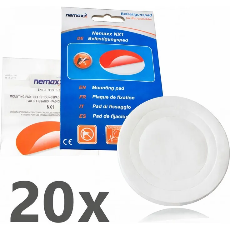 NEMAXX NX1 QuickFix Befestigungspad Ø 80 mm, selbstklebend für Rauchmelder – Montage ohne Bohren