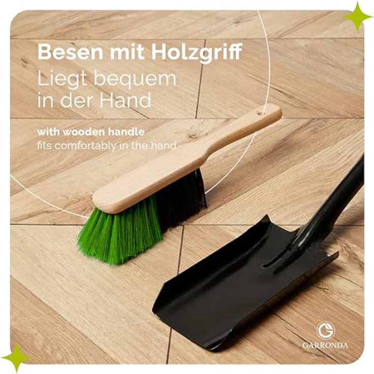 Garronda Handfeger GD-0009, Kleiner Handbesen mit Kunstborsten, Schwarz/Grün, 29 cm, ideal für Garten und Haushalt – Bild 4