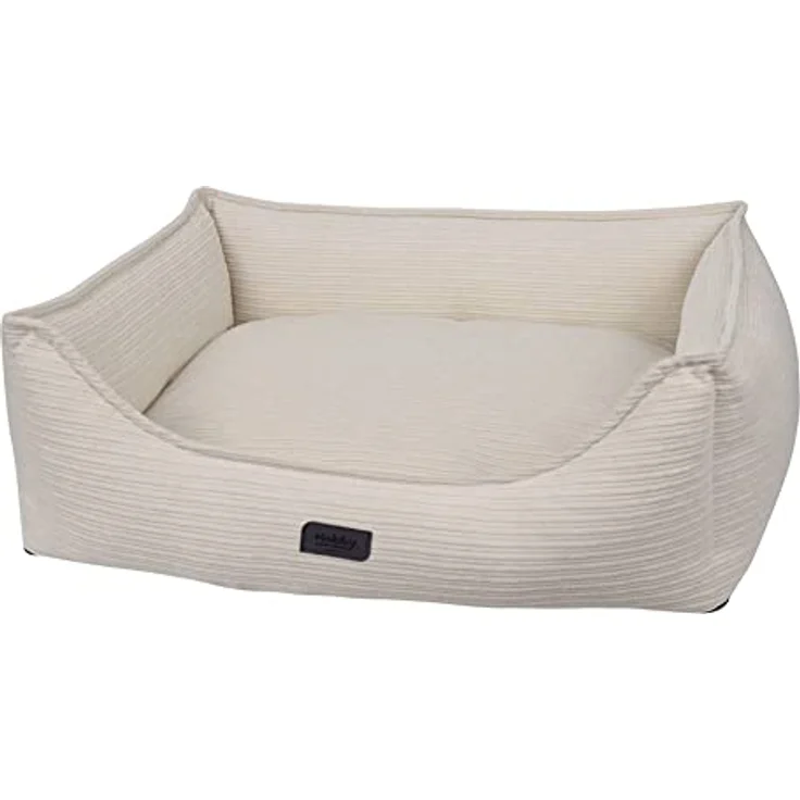 Nobby 61744 Komfortbett eckig KAMBA beige; L x B x H: 60 x 48 x 19 cm - Tier-Schlafplatz in Cordoptik mit Wendekissen, Wattefüllung und Anti-Rutsch-Noppen – Bild 1