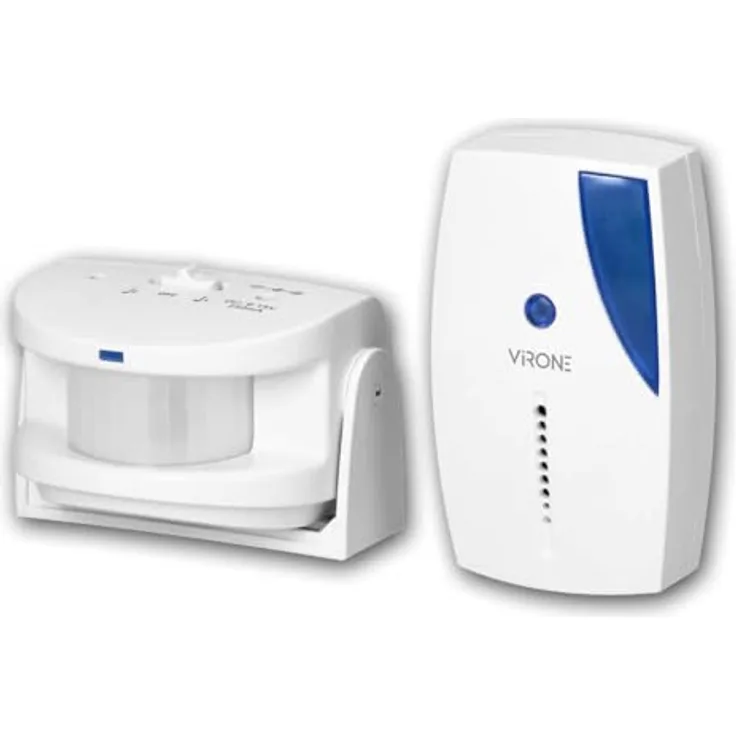 Virone Drahtloser PIR-Sensor mit 36 einstellbaren Klingeltönen, 90dB Alarmlautstärke, visuelle und akustische Anzeige, batteriebetrieben