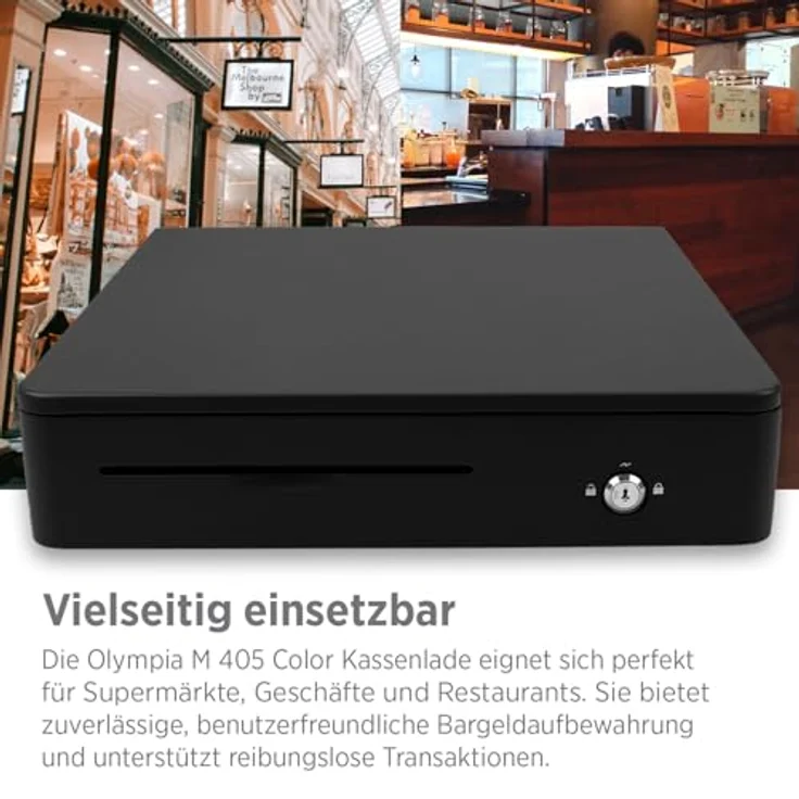 Olympia M 405 Schwarz, Kassenlade mit 8 Münzfächern & 4 Scheinfächern, robustes Vollmetallgehäuse, elektrisch ansteuerbar mit Schloss & RJ11/RJ12-Anschluss – Bild 5