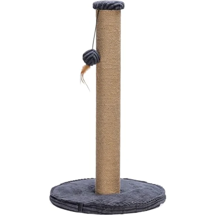 Designed by Lotte Ribbed Kratzbaum Anthrazit 41x41x70 cm, mit integriertem Spielball und strapazierfähigem Juteseil – Bild 1