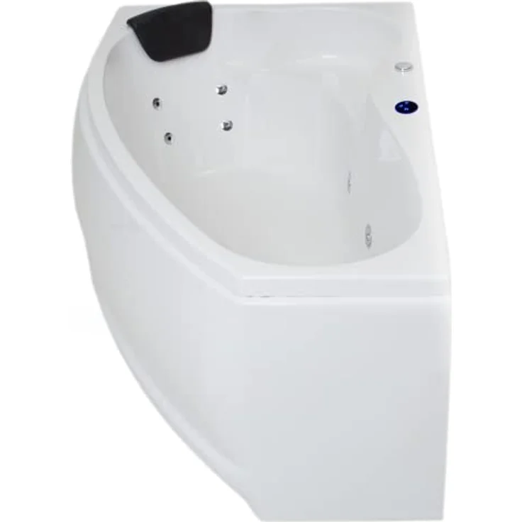 Basera® Whirlpool-Badewanne Formentera Links 160 x 90 cm, LED, 9 Massagedüsen, Komplett-Set, Hochglanz Weiß – Bild 4