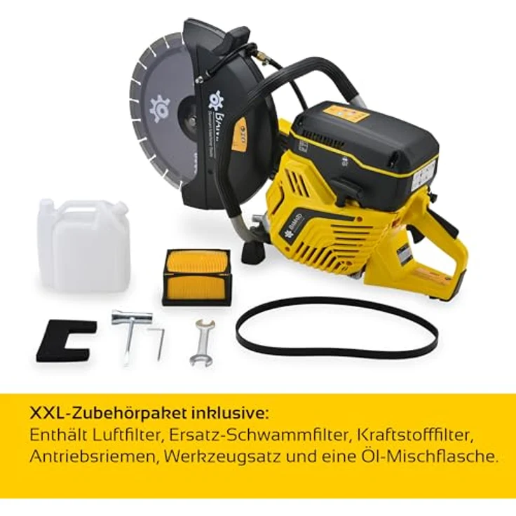 BAMATO Betontrennschneider BCC-350, 2-Takt-Benzinmotor mit 2,7 kW, 350 mm Diamanttrennscheibe, inkl. Wasseranschluss und XXL-Wartungsset – Bild 5