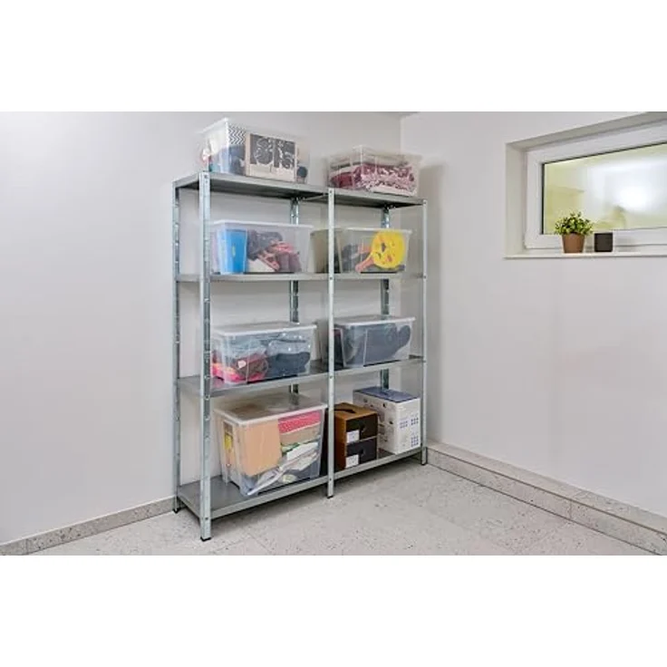 Schulte Regalwelt 2er Set Lagerregal mit 8 PowerMAX-Fachböden, 180x160x40cm Regalsystem, Steckregal mit einfacher Montage ohne Verschrauben, Traglast je Boden bis zu 65 Kg (bis zu 520 Kg gesamt) – Bild 3