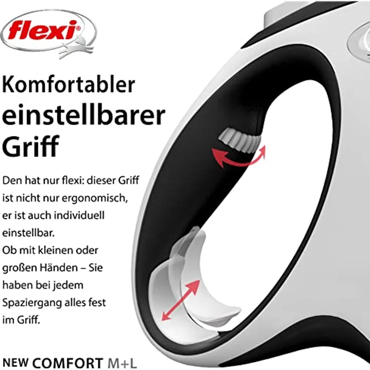Flexi - Rollschnur New Comfort Band - 8 Meter Langes Kabel bis 50 kg - Schwarz - 1 Stück, Large – Bild 4